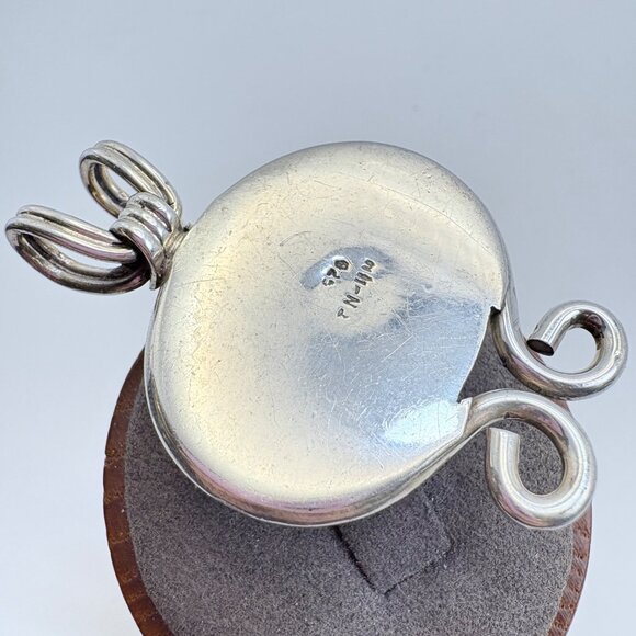 VTG Sterling Silver 925 Black Onyx Cabochon Scroll Design Pendant Size 2" Length - Picture 4 of 8